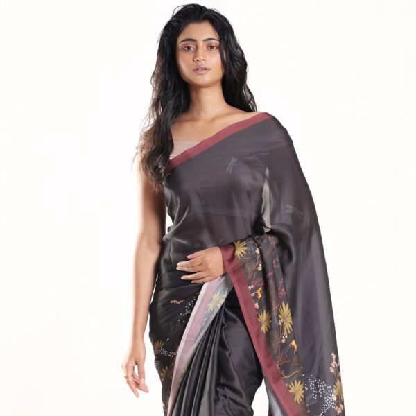 Ginny digital printed satin georgette saree