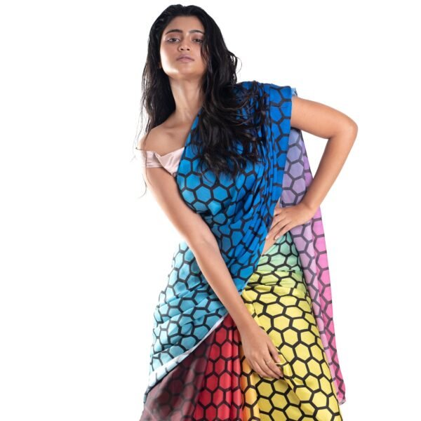 Tucana digital printed satin georgette saree