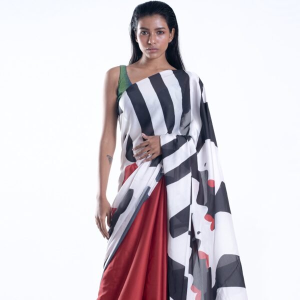 Vanity digital printed satin georgette saree