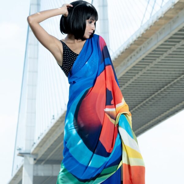 Radiance digital printed satin georgette saree