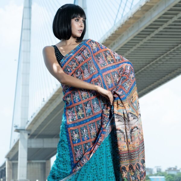 Maya digital printed satin georgette saree