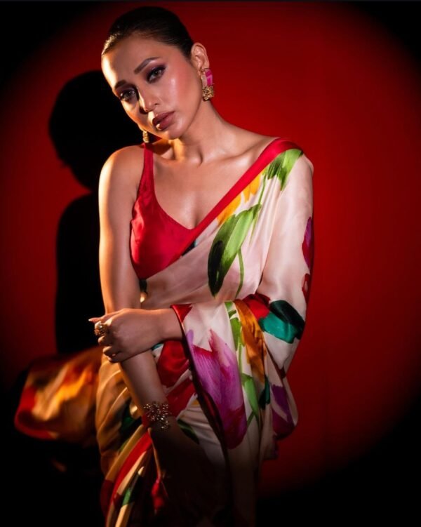 MUTY COLOR FLOWER SILK DIGITAL PRINTED SAREE